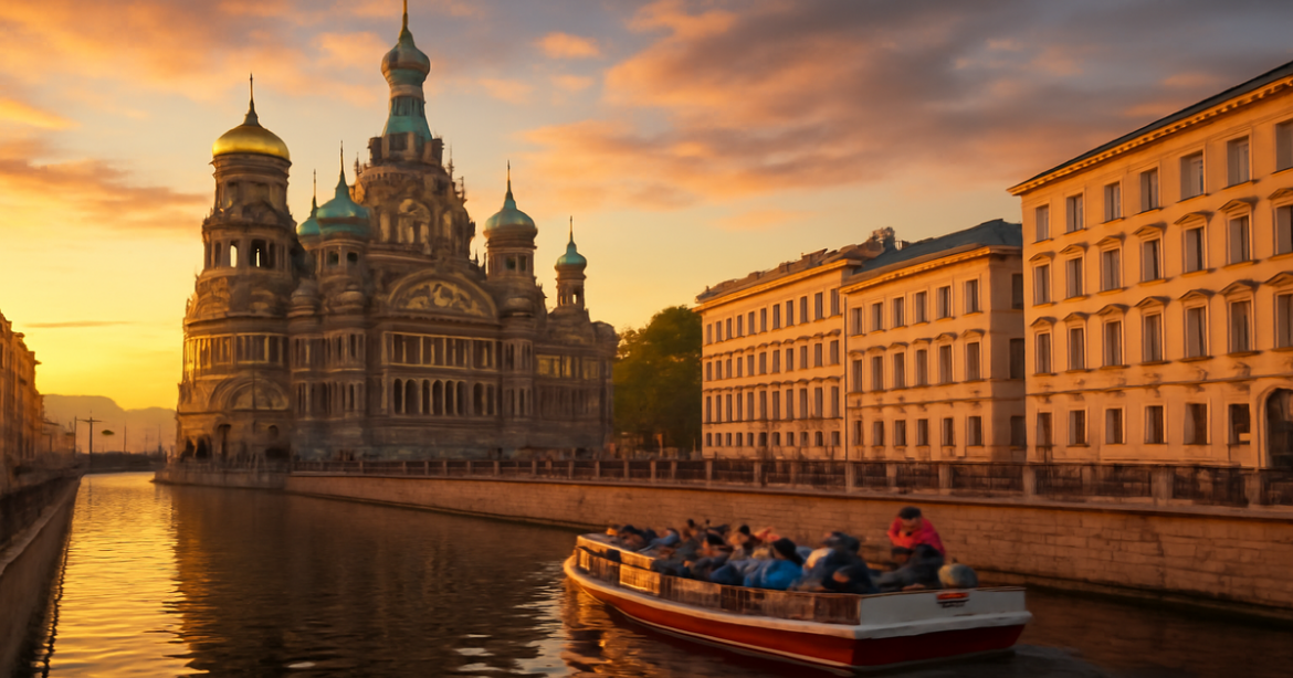 Excursions in Saint Petersburg showcasing stunning landmarks and vibrant architecture.