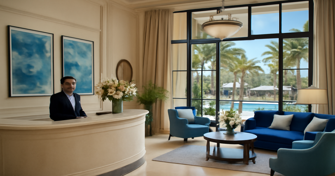A beautiful hotel lobby that represents the perfect choice for your отель selection.