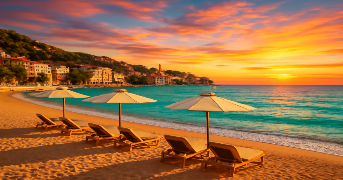 Discover лучшие курорты in Russia with beautiful beaches and vibrant sunsets.