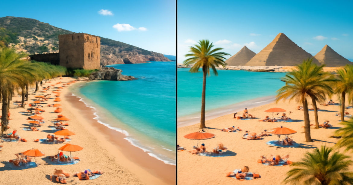 Explore the beauty of пляжный отдых in Turkey and Egypt, showcasing stunning beaches and vibrant landscapes.