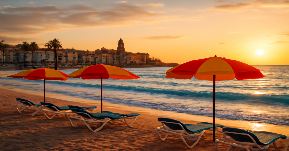 Stunning beach scene illustrating сезонный отдых на море, perfect for inspiring travel content.