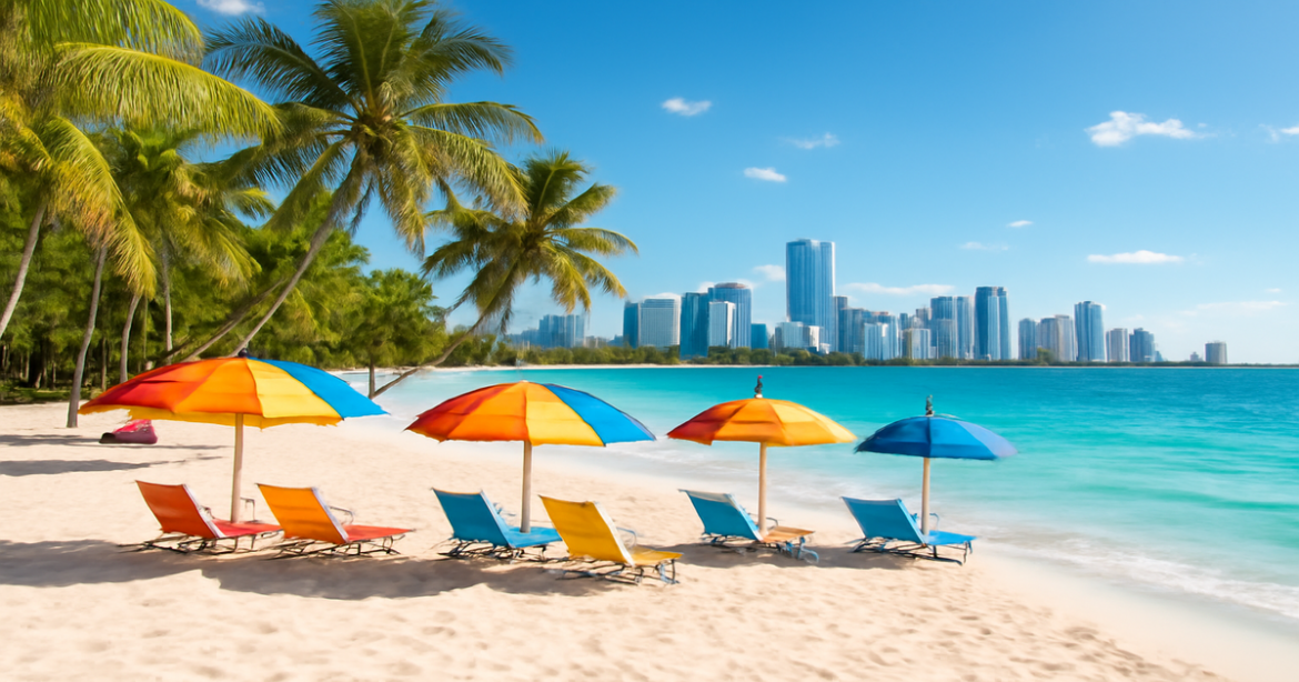 Stunning beach scene perfect for пляжный отдых, featuring white sands and clear waters for vacation inspiration.