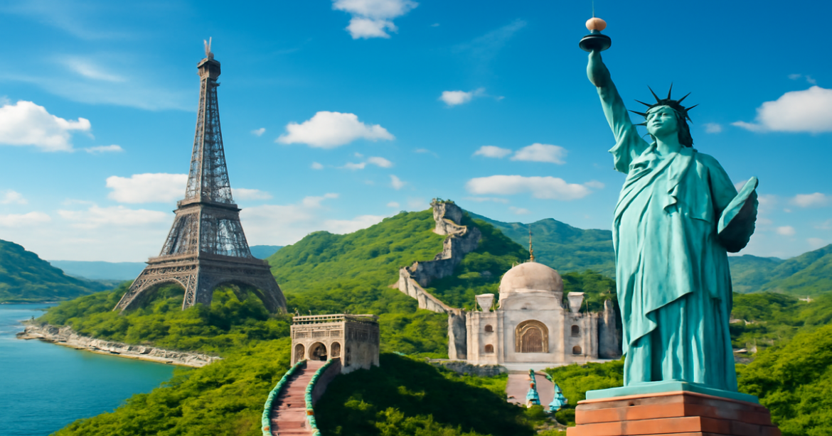 A stunning comparison of tourist destinations in Europe, Asia, and America for travel inspiration.