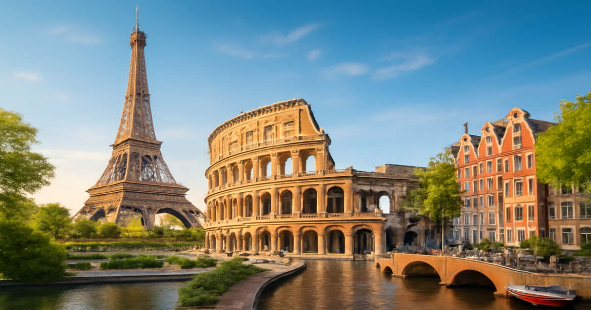 Inspiring travel scene showcasing landmarks related to визовые правила Шенген for travelers.