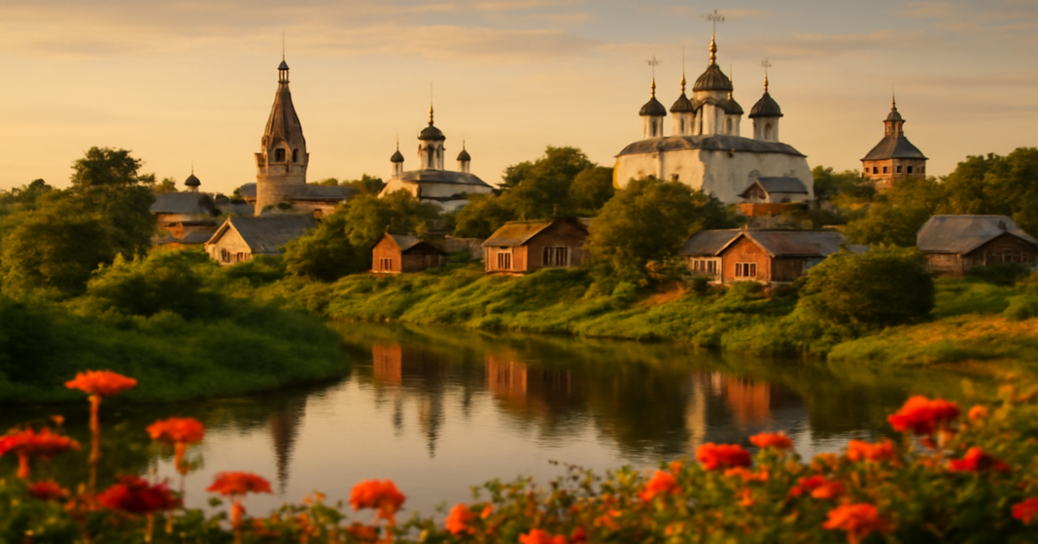 Explore the Золотое кольцо России: маршрут и города with this stunning travel image of historic cities.