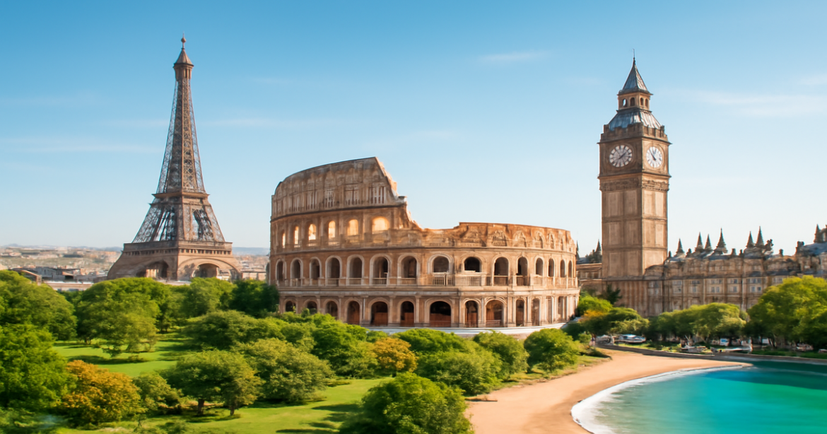 Explore breathtaking достопримечательности Европы with stunning landmarks and beautiful cityscapes.