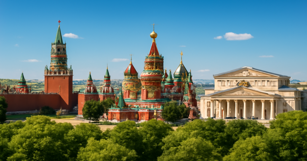 Explore the достопримечательности Москвы with this breathtaking view of the city's landmarks.