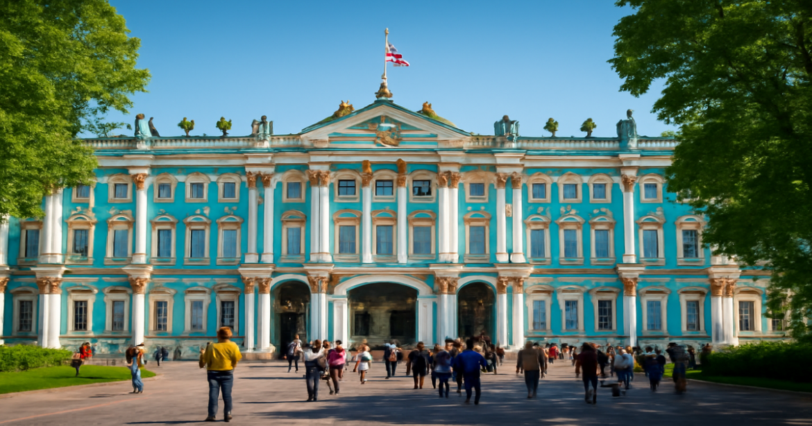 Discover достопримечательности Санкт-Петербурга with a stunning view of the Hermitage Museum.
