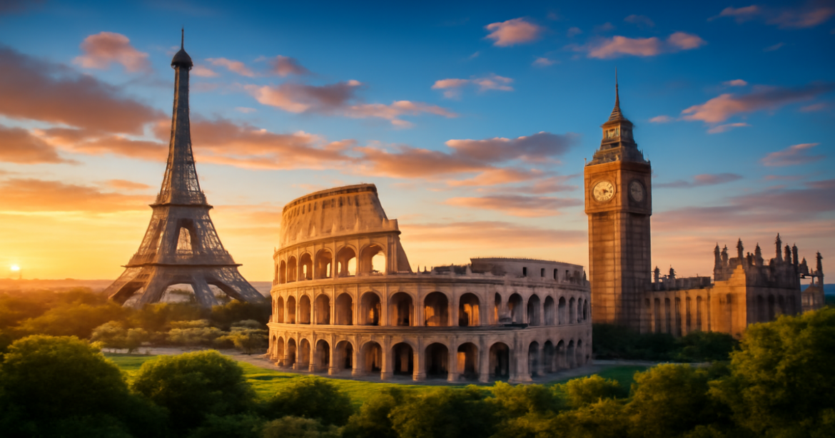 Explore the best достопримечательности Европы with stunning views of iconic landmarks.