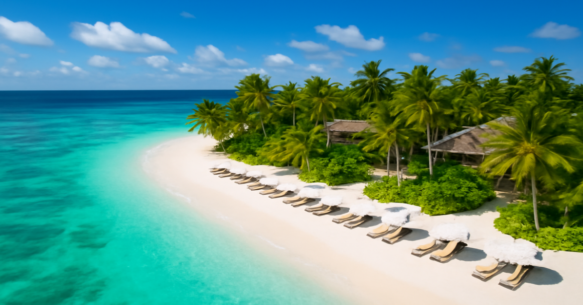 Explore the stunning достопримечательности курортов with this captivating beach resort image.