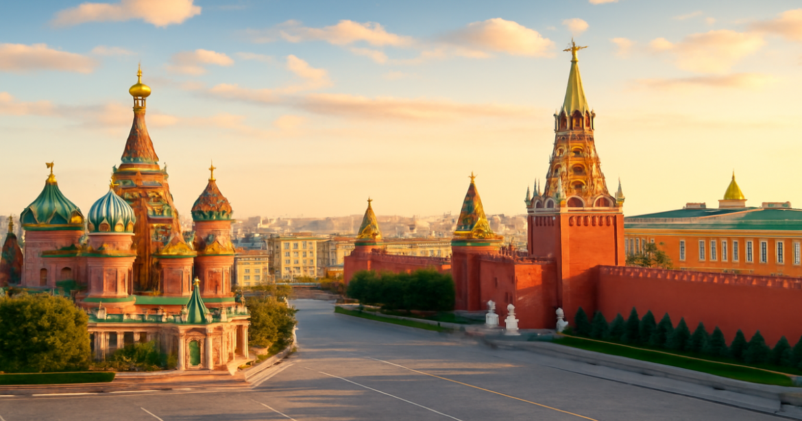 Explore the stunning достопримечательности Москвы with this vibrant view of Red Square and the Kremlin.