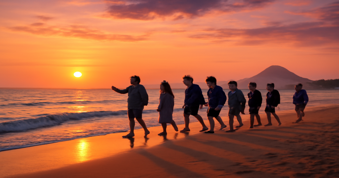 Beautiful beach excursion scene at sunset, perfect for exploring tourist activities.