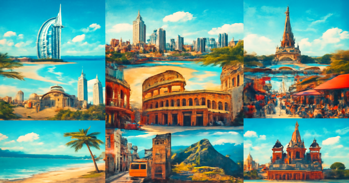 Explore inspiring cities for самостоятельные путешествия in this vibrant travel image.