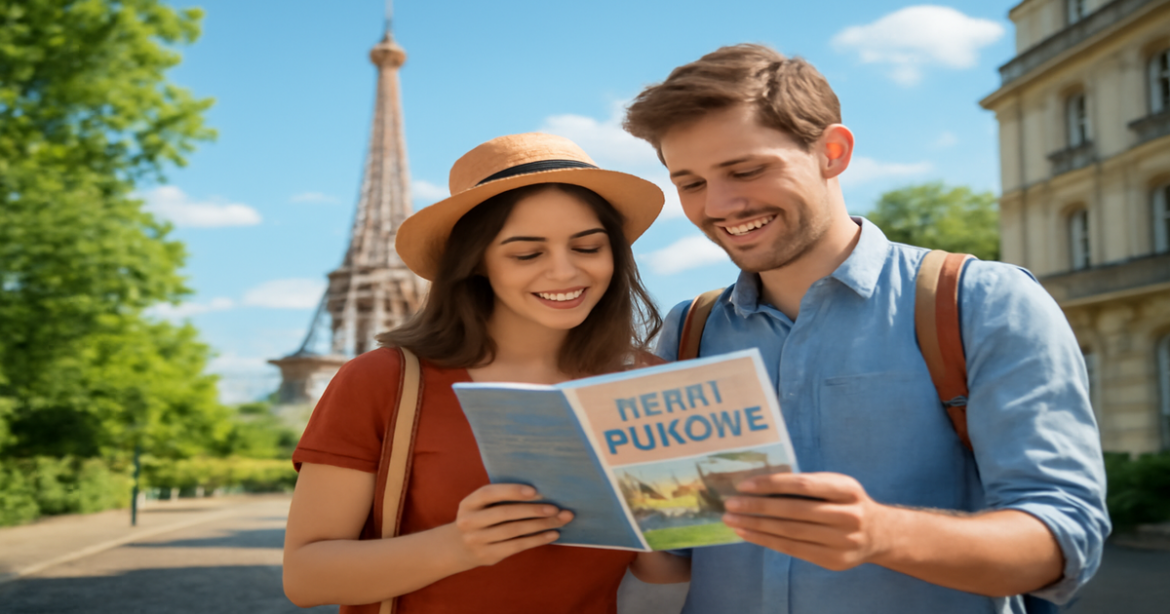 Couple exploring European landmarks while preparing for виза в Европу, inspiring travel scene.