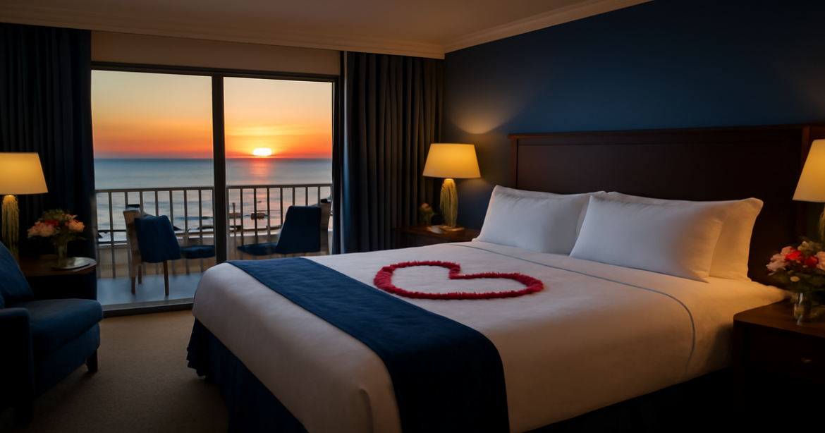 Romantic hotel room with ocean view, perfect for романтический отдых and unforgettable moments.