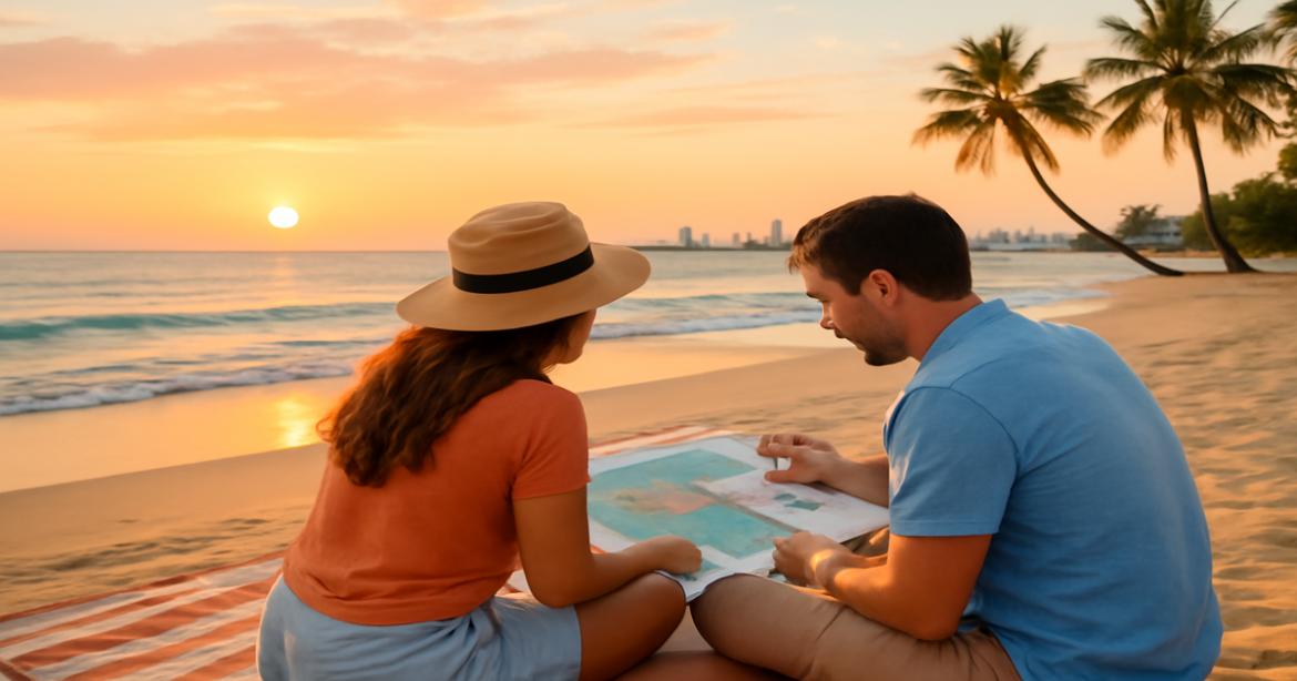 A picturesque sunset beach scene perfect for planning сезонный отдых in 2026.