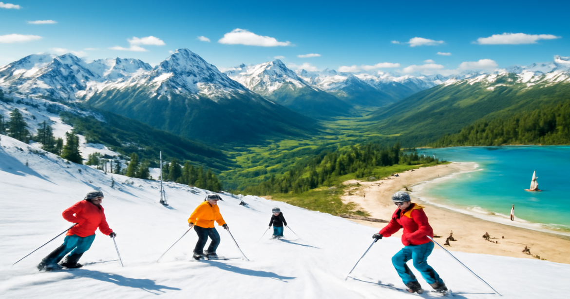 Explore активный отдых в России with stunning resorts for skiing and beach activities.