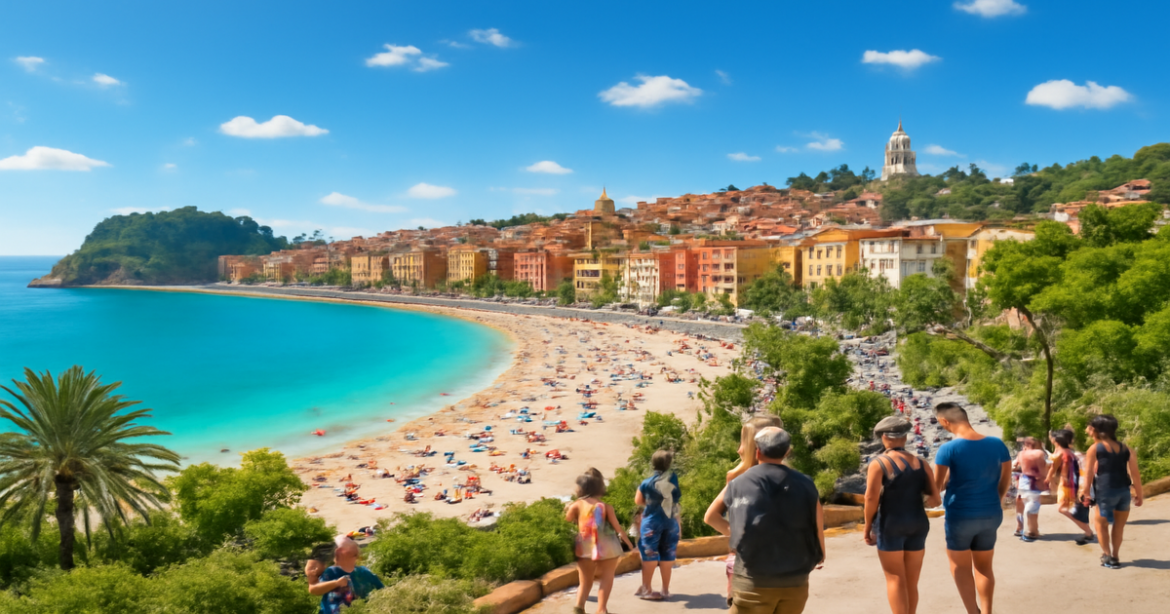 Stunning coastal city view highlighting экскурсионный отдых and vibrant tourist experiences.