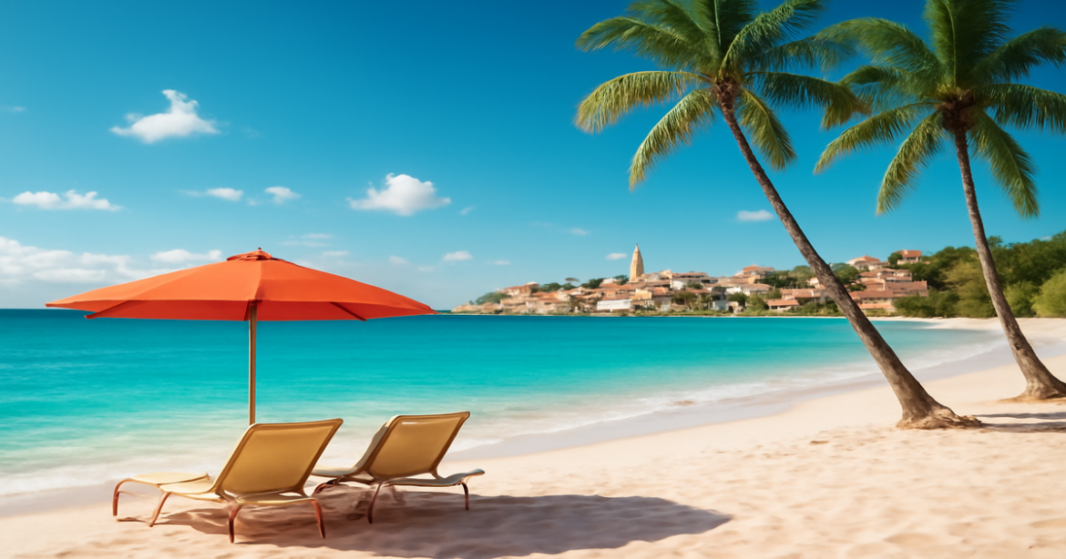 Inspiring beach scene for vacation 2024, showcasing beautiful waters and inviting relaxation.