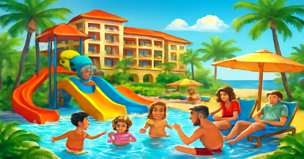 Explore отели для семейного отдыха with kids enjoying water parks and family-friendly amenities.