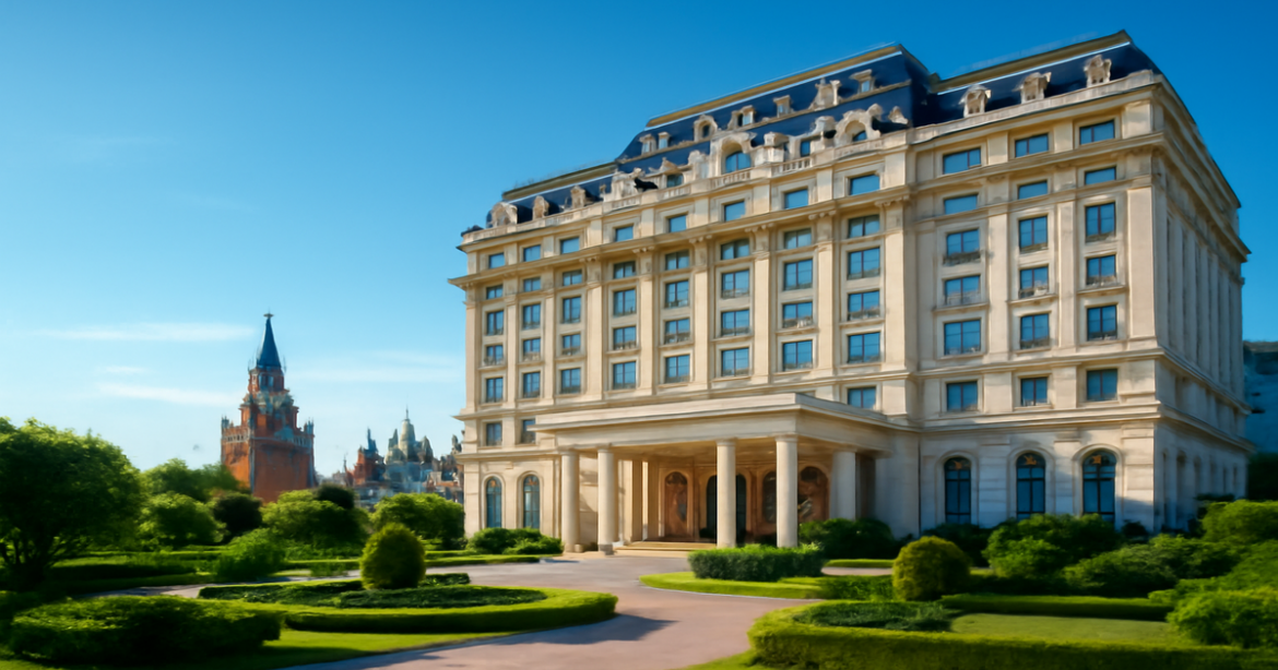 Explore top отели Москвы with this image of a luxurious hotel showcasing elegant architecture.