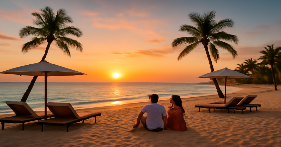 Explore the beauty of пляжный отдых в России with this serene beach resort image.
