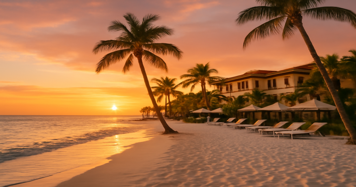 Discover breathtaking пляжные курорты at sunset, perfect for your next travel adventure.