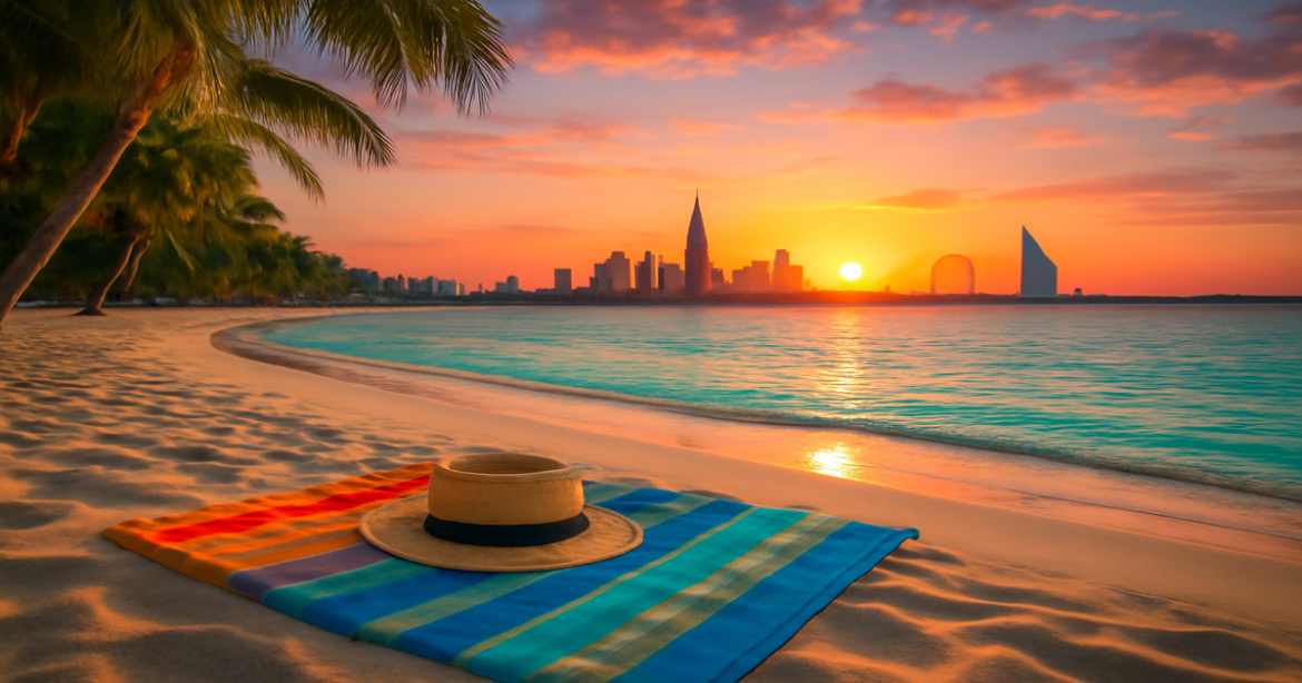 Explore the лучшие страны для отпуска with this stunning tropical beach sunset scene.