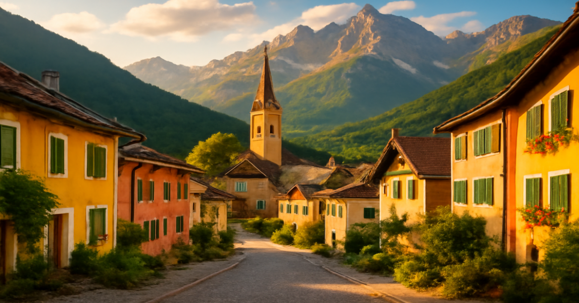 Explore stunning маршруты по Европе with this picturesque village scene, inspiring your next adventure.