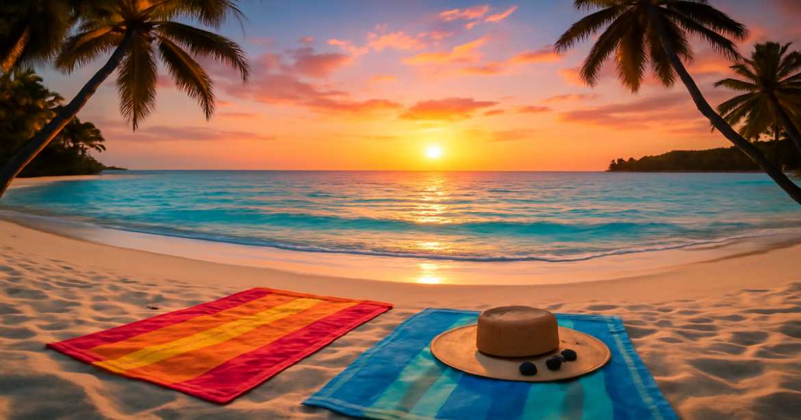 Explore the beauty of пляжный отдых with a stunning beach sunset scene ideal for travel inspiration.