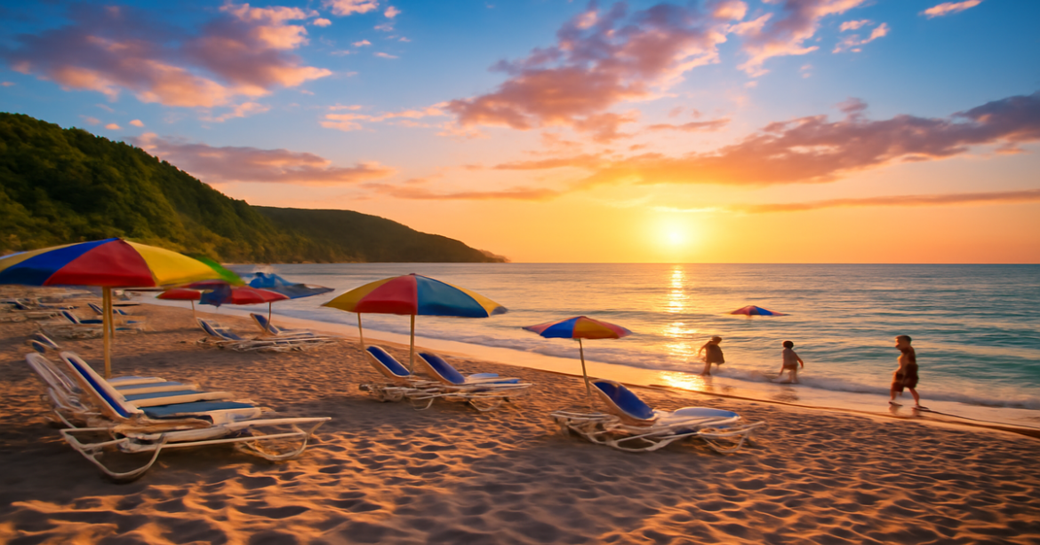 Explore пляжный отдых в России in 2026 with this beautiful beach scene by the Black Sea.