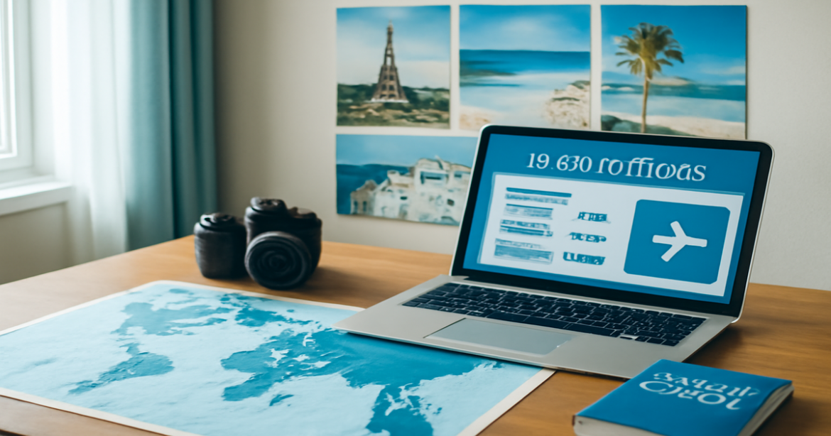 Inspiring travel preparation scene highlighting 'подготовка к поездке' with maps, guides, and travel essentials.