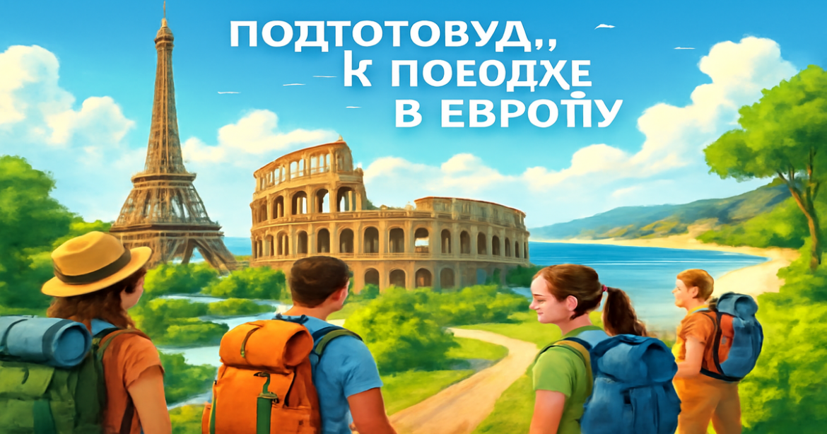 Inspiring European travel scene highlighting подготовка к поездке в Европу with iconic landmarks and vibrant landscapes.