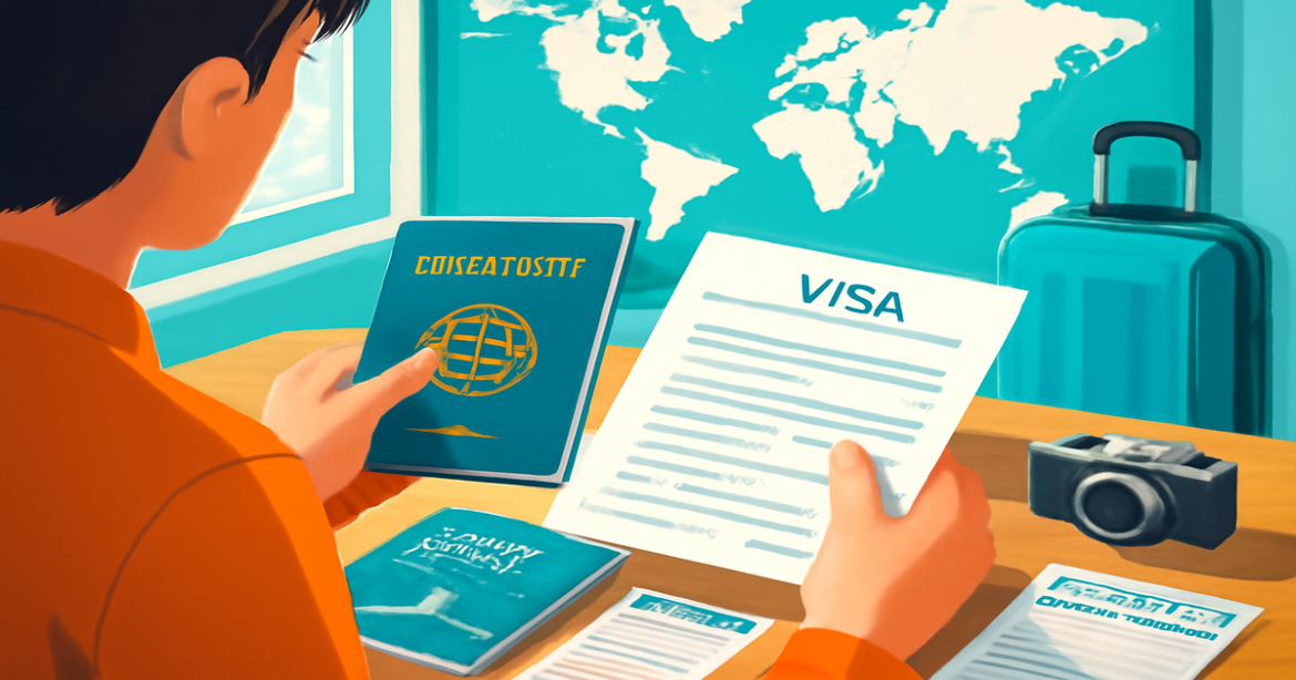An inspiring travel preparation scene showcasing documents for комфортного путешествия.