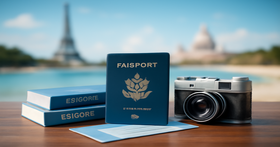 An inspiring travel image showcasing preparation к поездке with travel essentials and iconic landmarks.