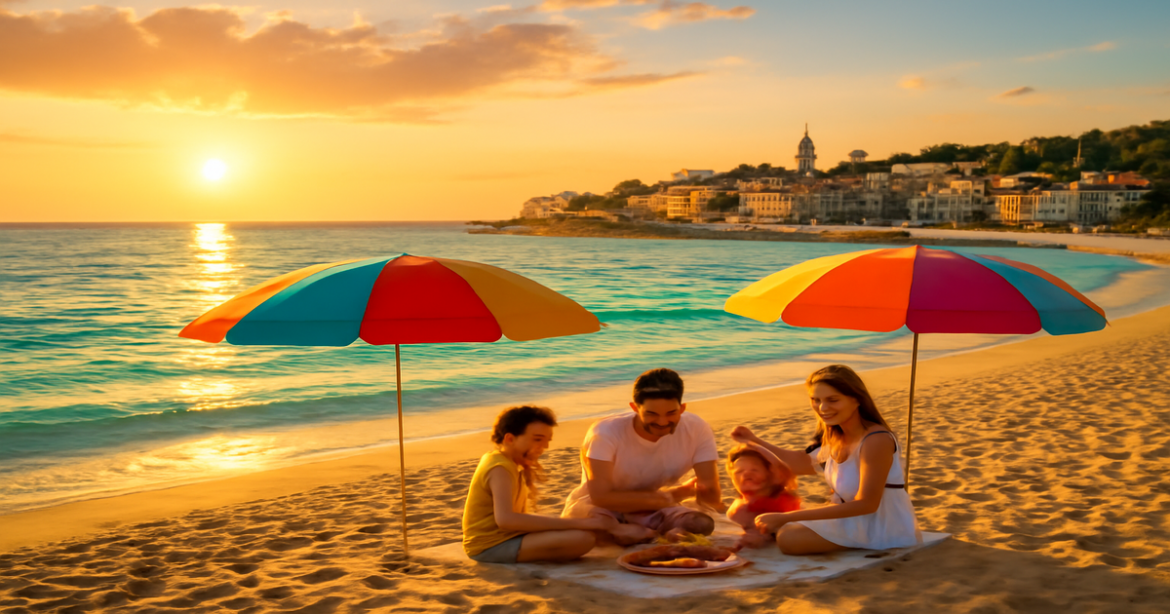 Beautiful beach scene at курорты Черного моря, perfect for vacation inspiration.
