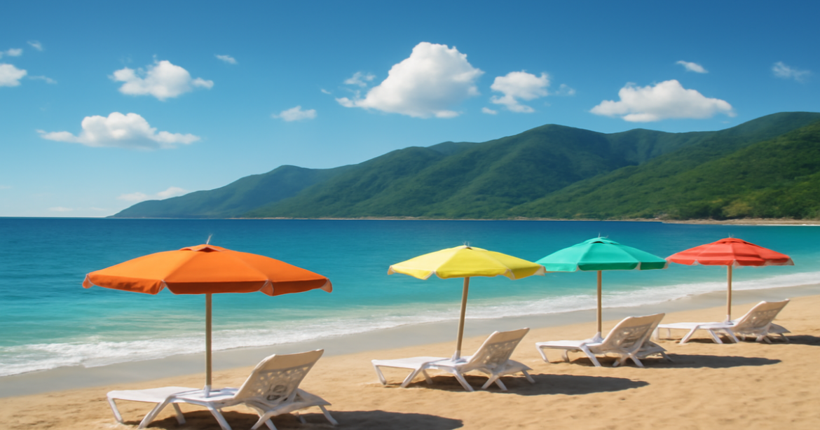 Explore курорты России with this stunning Black Sea beach view, perfect for vacations and travel inspiration.