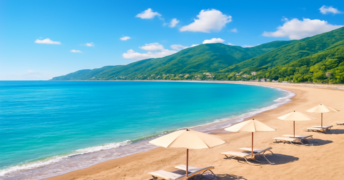 Explore the beauty of Sochi with this travel guide image showcasing stunning beaches and landscapes.