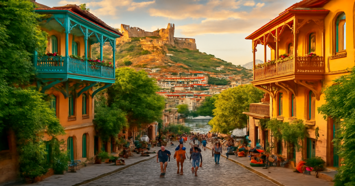 Explore the vibrant streets of Tbilisi, showcasing its historic architecture and cultural landmarks.