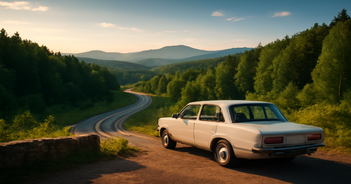 Scenic view of a route for автопутешествия по России, showcasing nature and adventure.