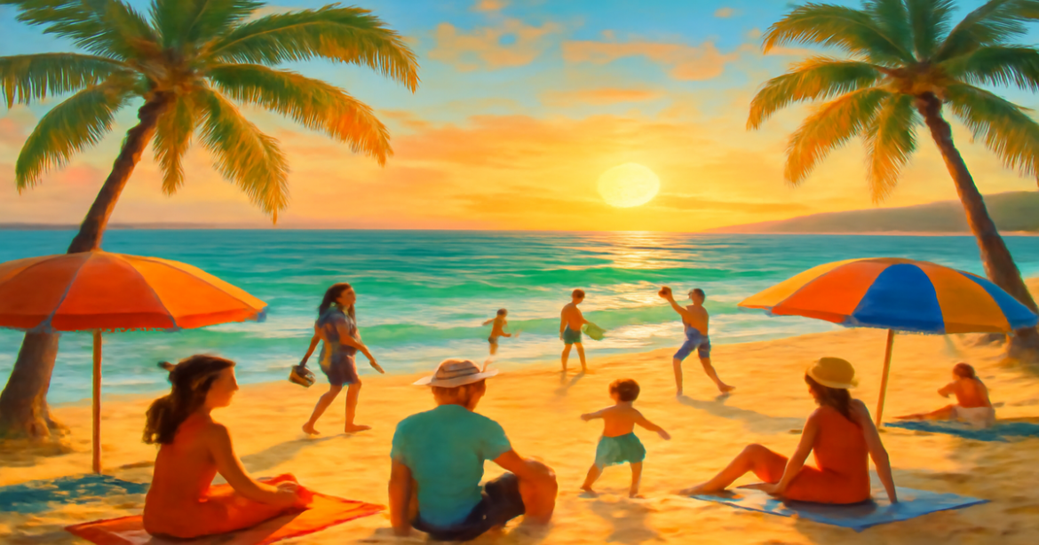 A beautiful beach scene illustrating сезонный отдых, perfect for vacation inspiration in 2026.
