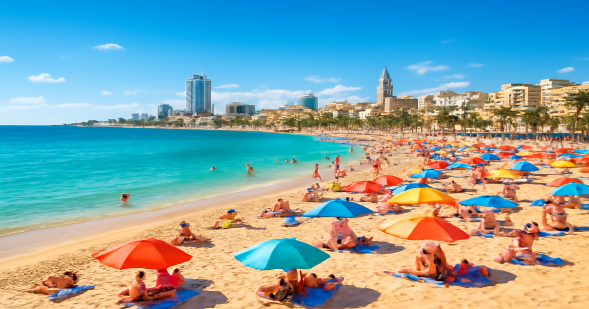 A vibrant beach scene highlighting 'сезонность отдыха' for ideal travel planning.