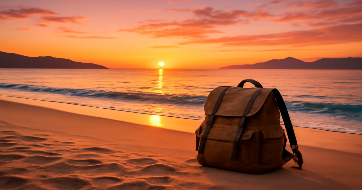 Inspiring beach sunset scene representing самостоятельные путешествия for beginner travelers.