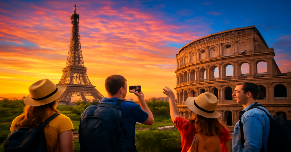 Stunning view of European landmarks, symbolizing the journey of obtaining визы в Европу.
