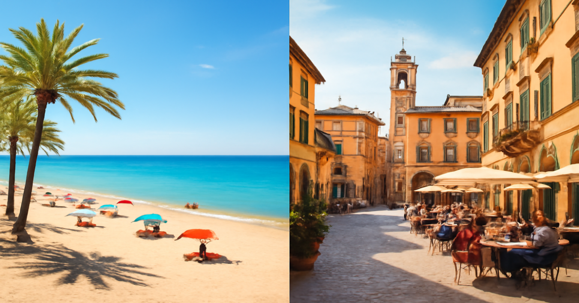 A captivating visual comparison of Испания против Италии for travel enthusiasts.