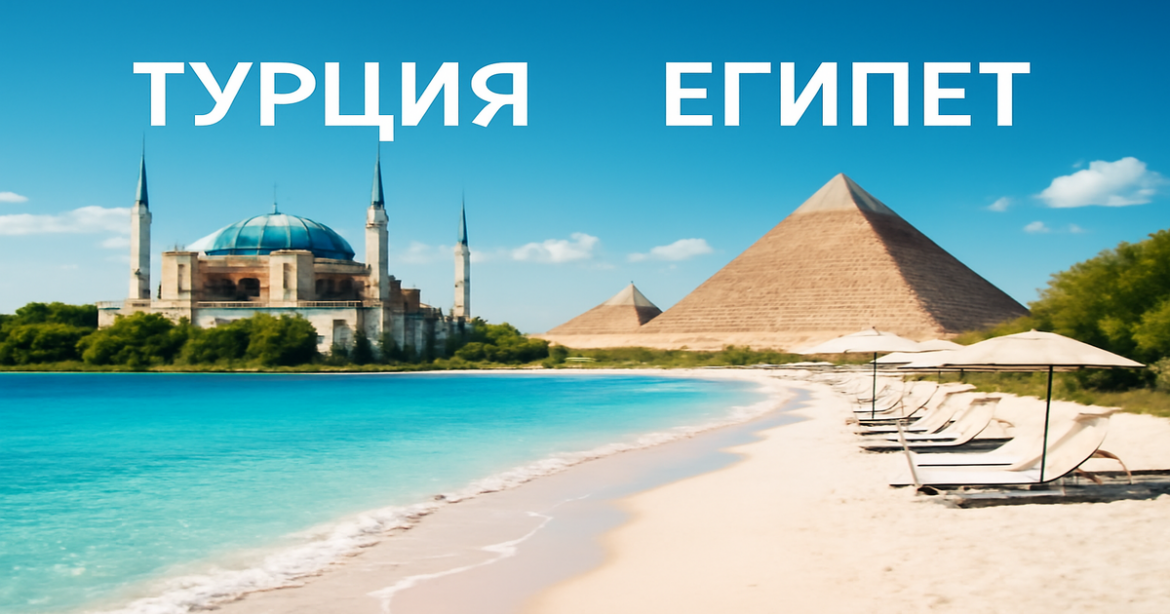 Stunning comparison of Турция vs Египет showcasing beautiful beaches and landmarks.
