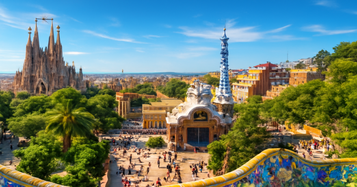 Explore the stunning достопримечательности Барселоны with this vibrant image of iconic landmarks.