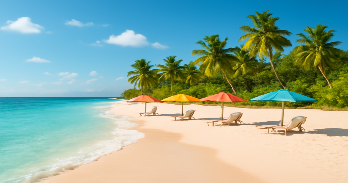 Discover the лучшие пляжи for your perfect vacation in 2024 with this stunning beach scene.