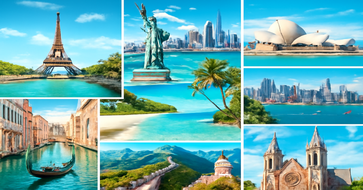 Explore the best countries for vacation with this vibrant travel collage showcasing stunning destinations.