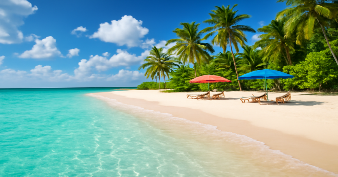 Beautiful beach scene for пляжный отдых, highlighting top destinations for 2026 vacations.